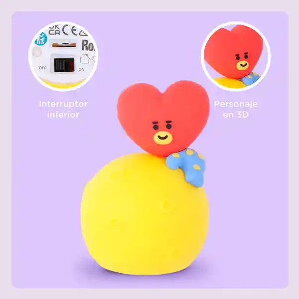 Lámpara de Noche Led Moon Tata Bt21 Miniso