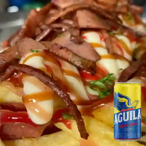 Combo Salchipapa Ranchero + Aguila 269 ml