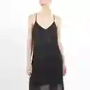 Vestido Cuello V Manga Sisa Negro Talla M 581523