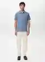 Camiseta Polo Rea Azul Talla M Hombre Mango