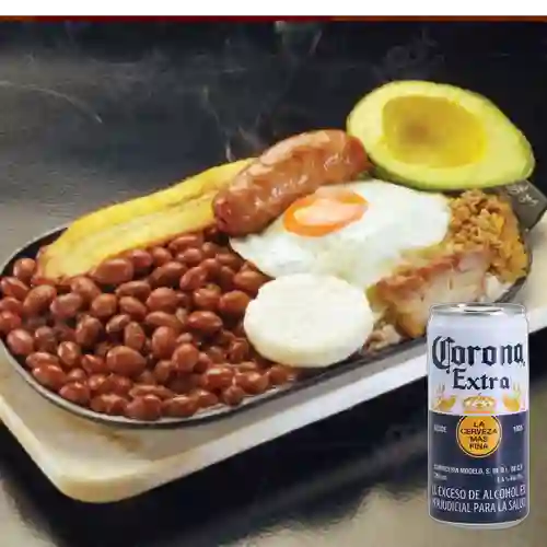 Combo Bandeja Paisa + Cerveza Corona Lta 269ml