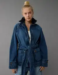 Chaqueta Mujer Azul Talla: SMALL 3658936 American Eagle