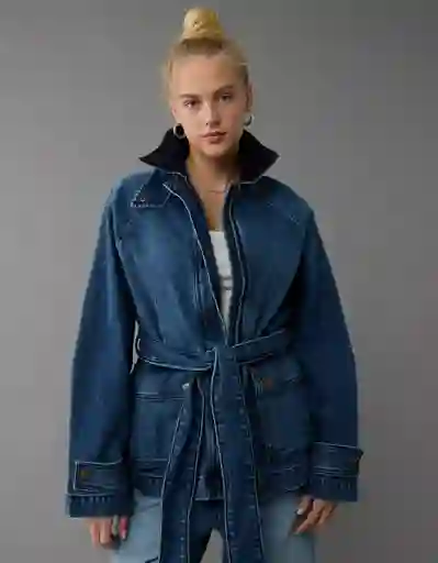 Chaqueta Mujer Azul Talla: SMALL 3658936 American Eagle