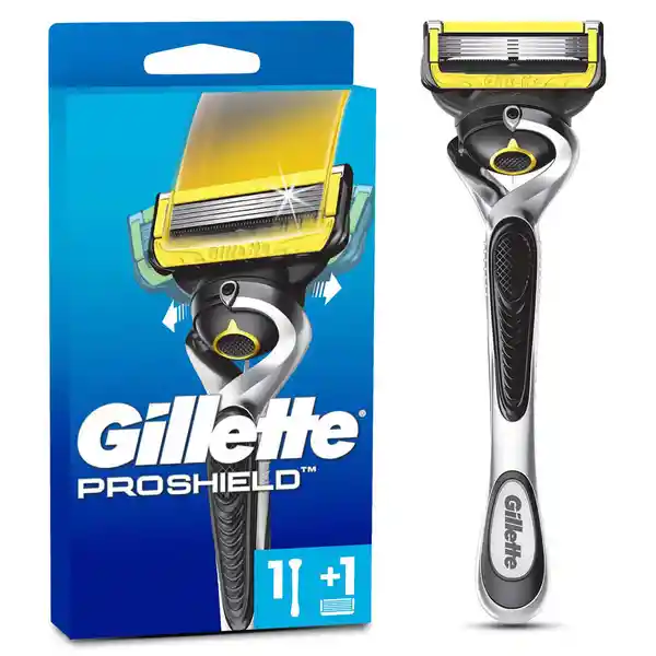 GILLETTE Proshield Cuchilla de Afeitar Máquina de Afeitar Hombre con 5 Hojas Afeitado más al Ras Afeitadora para Hombre 1 Ud