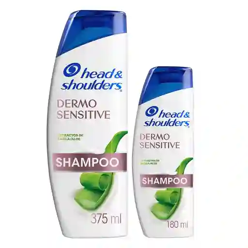 Shampoo Head Shoulders Dermo Sensitive Extractos de Sabila / Aloe Control Caspa 375 ml + Shampoo Head Shoulders Dermo Sensitive Extractos de Sabila / Aloe Control Caspa Champu Head and Shoulders 180 ml