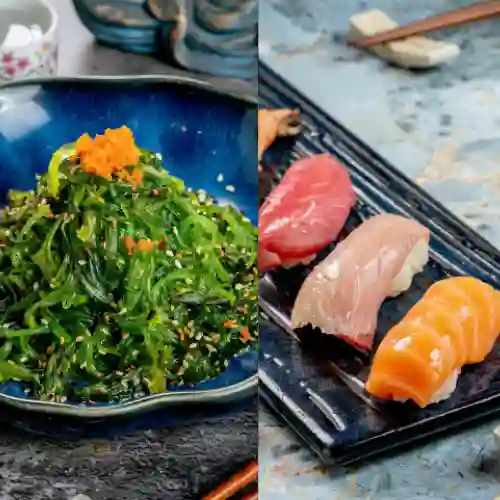 Ensalada Wakame + Nigiris de Salmón
