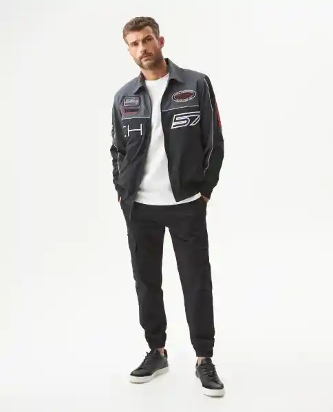 Chaqueta Racing Aviator Masculino Gris Galaxia Talla M Chevignon