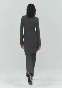 Blazer Americana Elfo Gris Claro Vigoré Talla L Mujer Mango