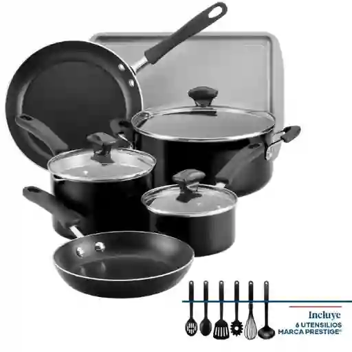 Farberware Batería Cocina Antiadherente Diamondmax Negro