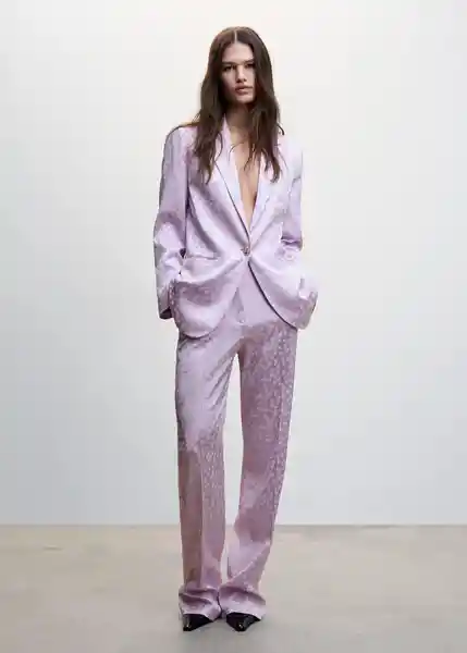 Blazer Americana Topete Malva Talla M Mujer Mango