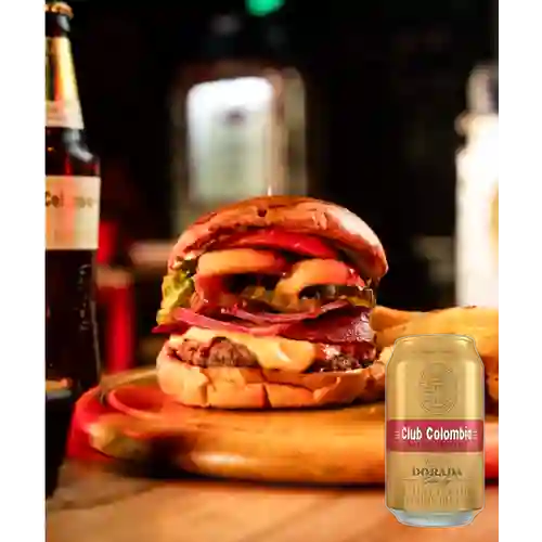 Combo Hamburguesa Americana + Club Col. Dorada Lata 330ml