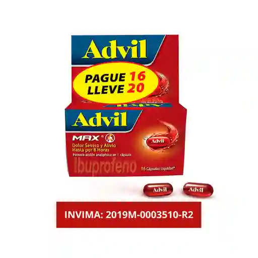 Advil Max Ibuprofeno Alivio Dolores Asociados a Inflamacion X20
