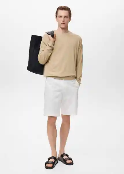 Jersey Avena Beige Talla S Hombre Mango
