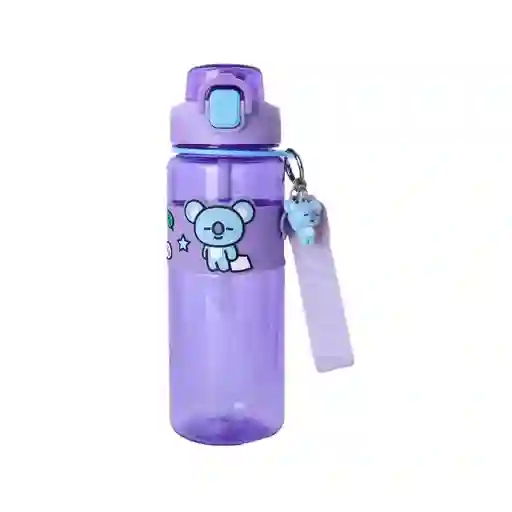 Botella Con Correa y Funda Serie Koya Morado 800 mL Bt21 Miniso