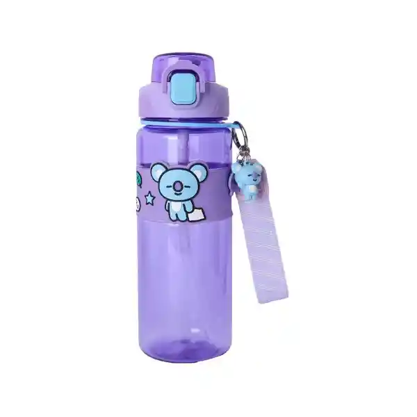 Botella Con Correa y Funda Serie Koya Morado 800 mL Bt21 Miniso