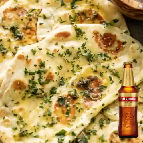 Combo Naan-garlic + Club col. Dorada Bot. 330ml