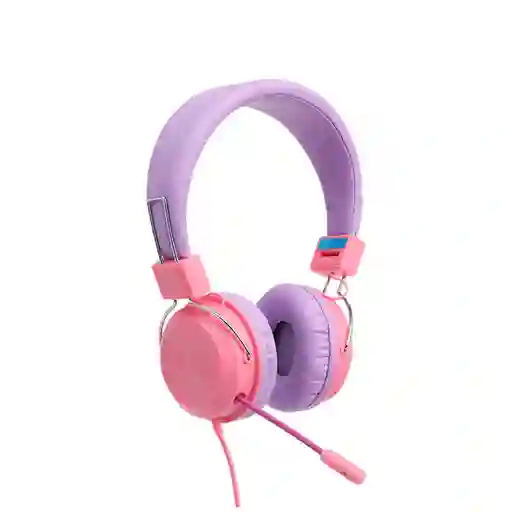 Audífonos Con Micrófono Kids Morado Rosa 3.5 mm Mod 23L07 Miniso