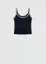 Top Ravioli Navy Talla M Mujer Mango