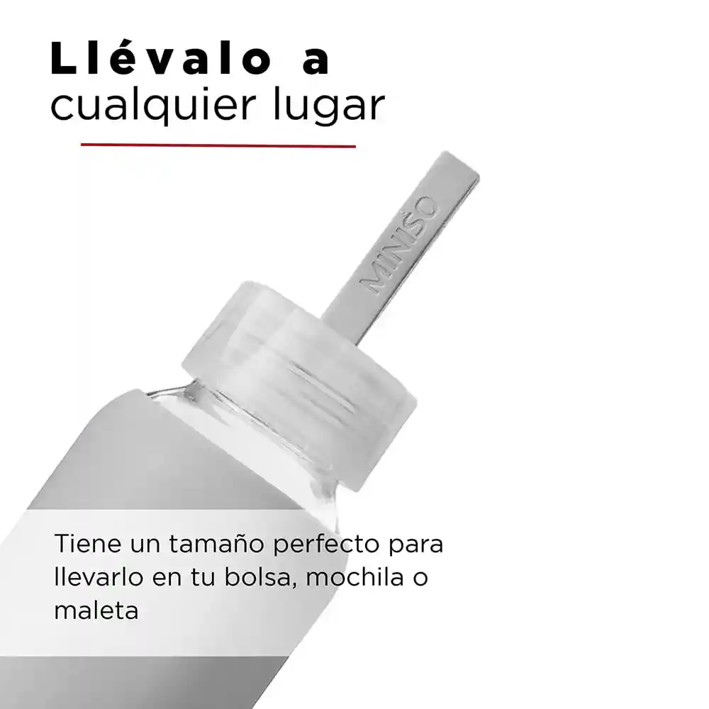 Miniso Botella de Vidrio Con Cobertura de Silicona Gris 300 mL