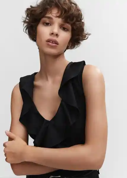 Top Hame Negro Talla XS Mujer Mango