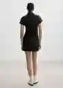 Vestido Cortes Negro Talla XL Mujer Mango