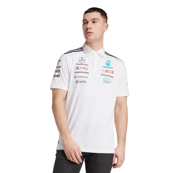 Adidas Camiseta Polo F1 Mercedes Lifestyle Hombre Blanco Talla L