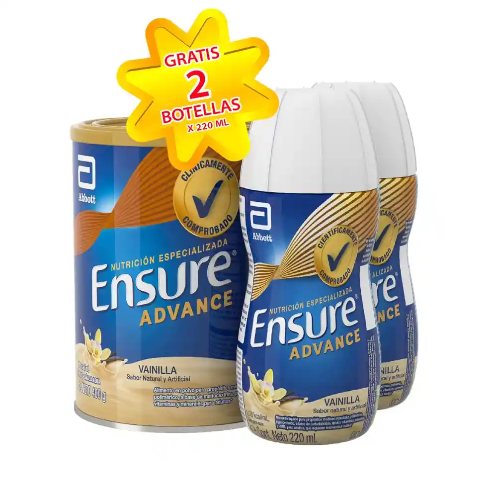 Oferta Ensure Advance Vainilla 400G + 2 variados rpb 237 ML