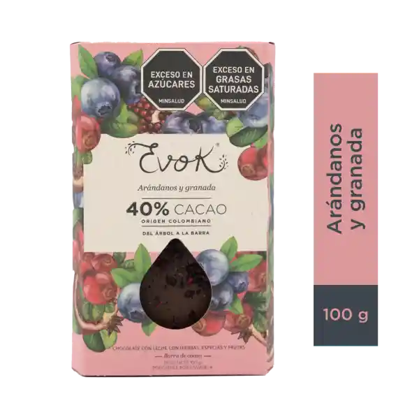 Evok Chocolate con Leche con Frutas 40 % Cacao 