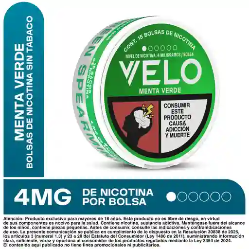 VELO Bolsas de Nicotina Menta Verde 4MG