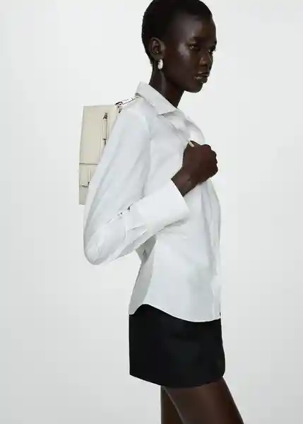 Camisa Rodas Offwhite Talla M Mujer Mango