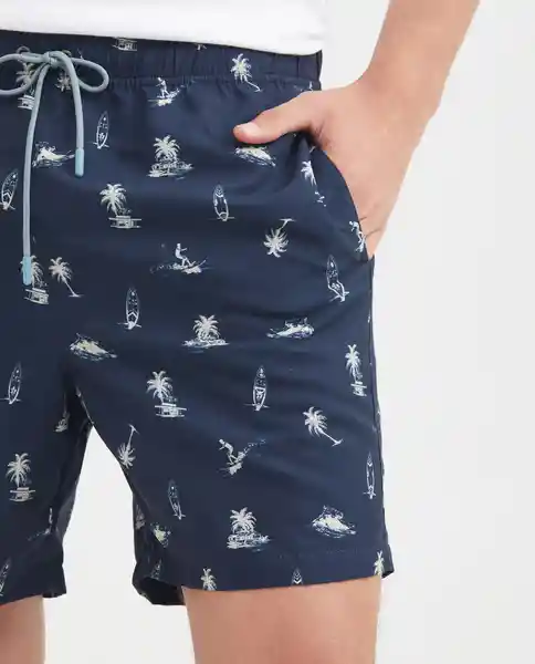 Short Boat Print Swimwear Azul Dark Ultraoscuro T L Chevignon