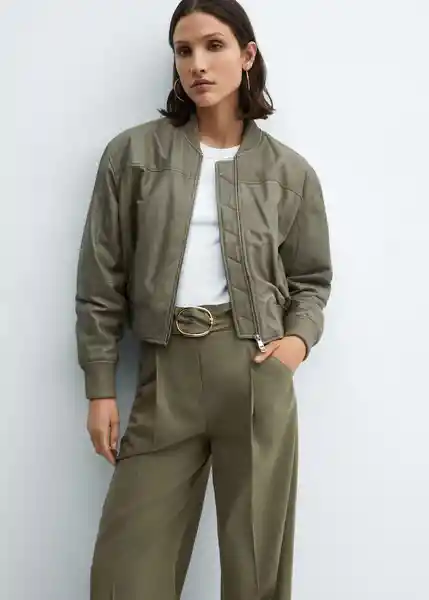 Pantalón Angie Khaki Talla 40 Mujer Mango