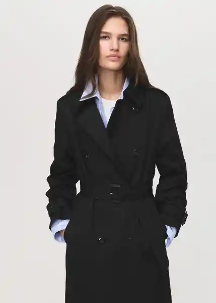 Abrigo Trench Polana Negro Talla M Mujer Mango