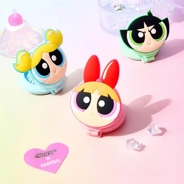 Brocha y Espejo Plegable Bellota Serie Power Puff Girls Miniso