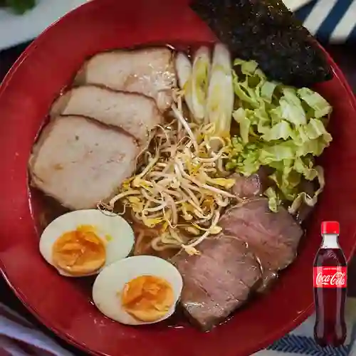 Combo Sopa Ramen de Carne&Cerdo +Cocacola Orig 400ml