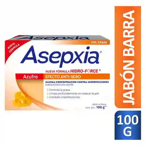 Asepxia Jabón De Azufre Barra 100 G