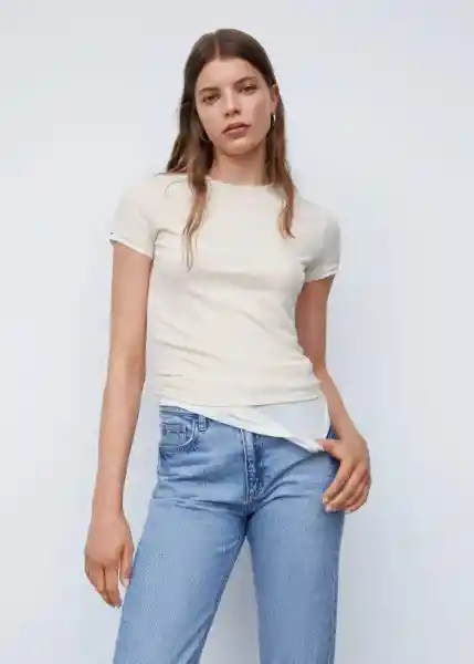 Camiseta Dobi Blanco Talla S Mujer Mango