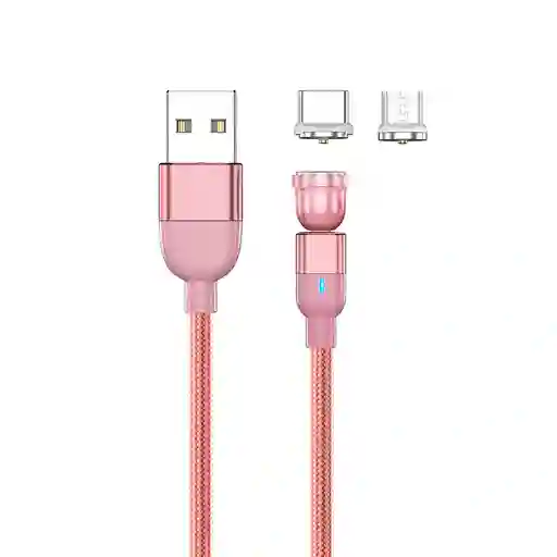 Cable Magnético de Carga 2 en 1 Color Oro Rosa Miniso