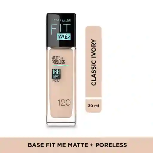 Maquillaje Base Fit Me Matte Poreless Tono 120 Classic Ivory