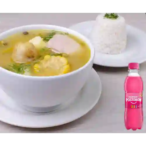 Combo Sopa de Pollo Grande + Postobón Manzana 250 ml