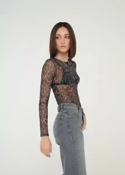 Camiseta Mujer Negro Puro Ultraoscuro Talla S 409g013 Naf Naf