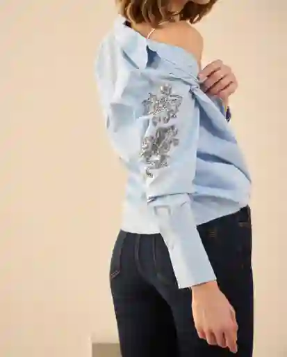 Camisa Azul Cristal Claro Talla S 112G000 Esprit