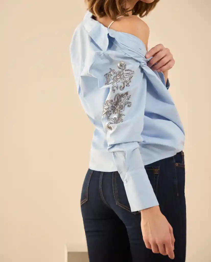 Camisa Azul Cristal Claro Talla S 112G000 Esprit