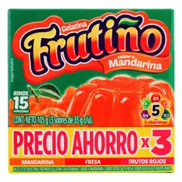 Frutiño Gelatina en Polvo Sabor Mandarina Fresa y Frutos Rojos