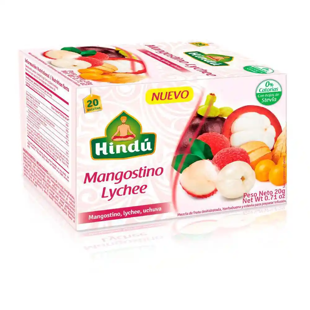 Hindú Té Frutal Infusión Mangostino Lyche y Uchuva 