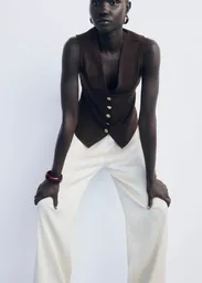 Chaleco Salve Marrón Talla L Mujer Mango