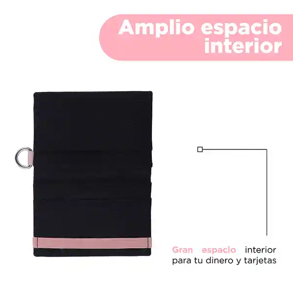 Tarjetero Negro Con Franja Rosa Miniso