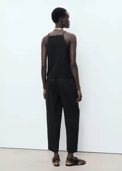 Pantalón Linen Negro Talla XS Mujer Mango