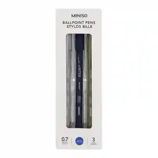 Miniso Set Esfero Delgada Multicolor Tinta Azul 0.7 mm