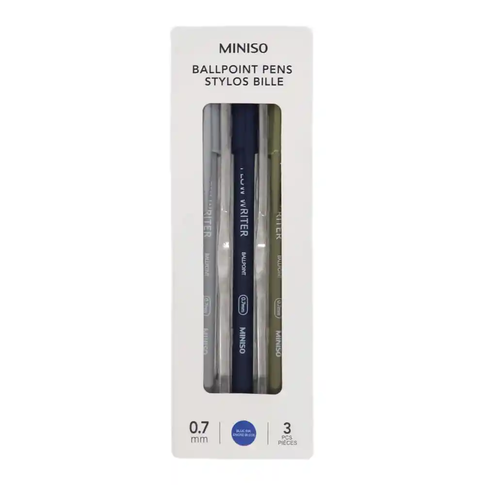 Miniso Set Esfero Delgada Multicolor Tinta Azul 0.7 mm